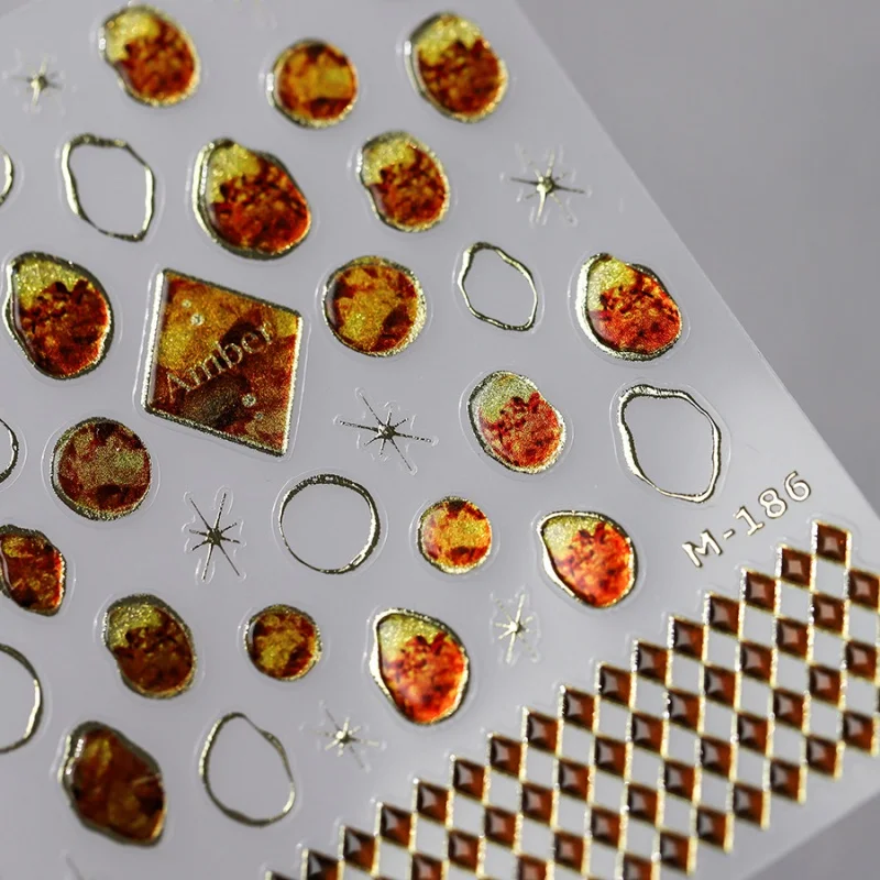 

[Meow.Sensei] Gilding Nail Stickers Paper Maillard Color Ins Adhesive Nail Stickers Gilding Series M-186