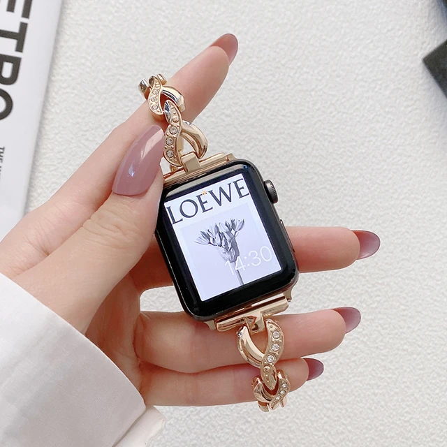 Silver Apple Watch Rose Gold Band  Apple Watch Band Women Silver - Women  Band Apple - Aliexpress