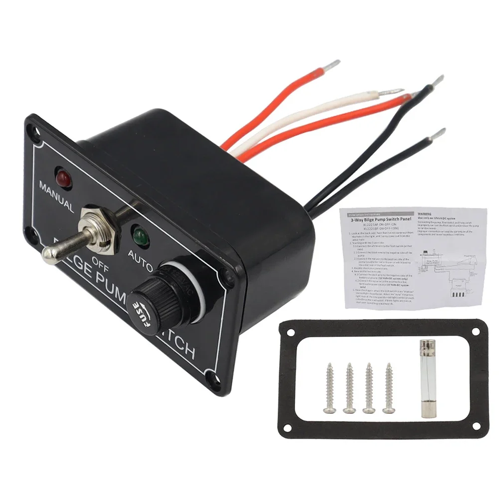 3-Way Marine Bilge Pump Switch Panel DC 12V 3-Position Switch And Fuse For Boats/RV/ships/yachts And For Various DC 12V Vehicles