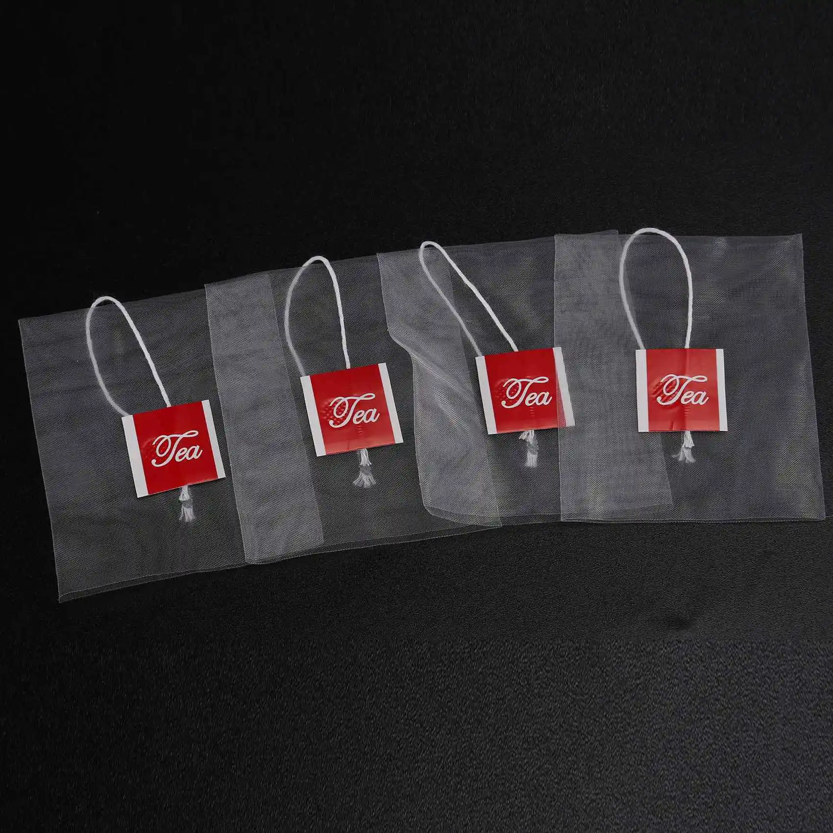 1000Pcs5.5 X 7Cm Pyramid Tea Bag Filter Nylon Tea Bag Single String Label Transparent Empty