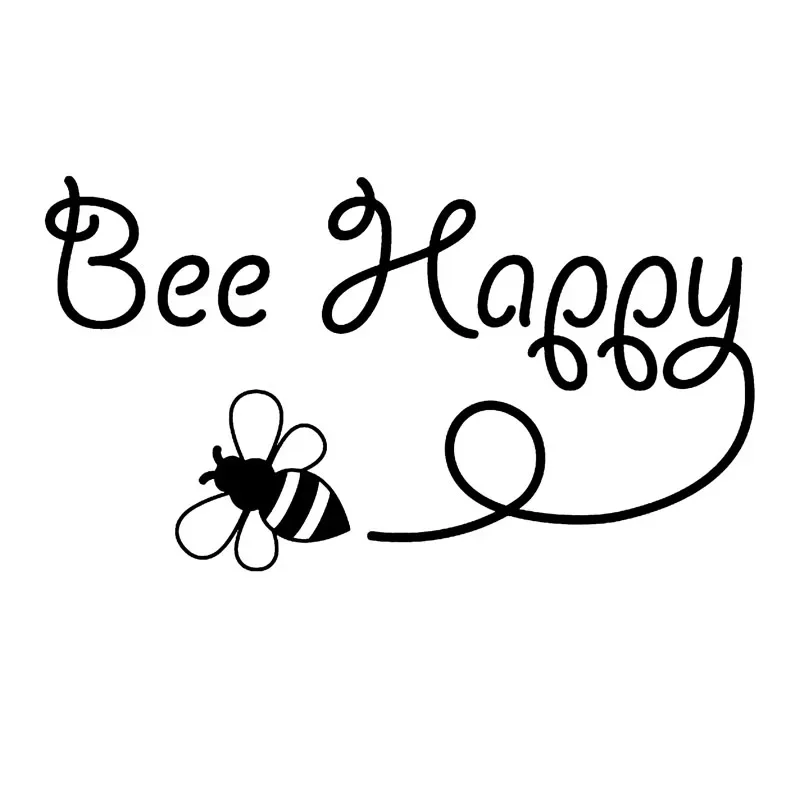 

Bee Happy Design Art Vinyl Car Sticker Inspirational Decal Black/Silver 15CM*8CM
