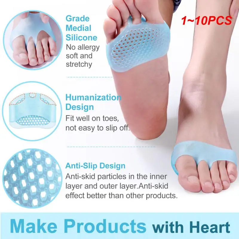 

1~10PCS Forefoot Pads Five-hole Honeycomb Toe Separator Soft Gel Pain Relief Insoles Prevent Feet Callus Blisters Anti-slip