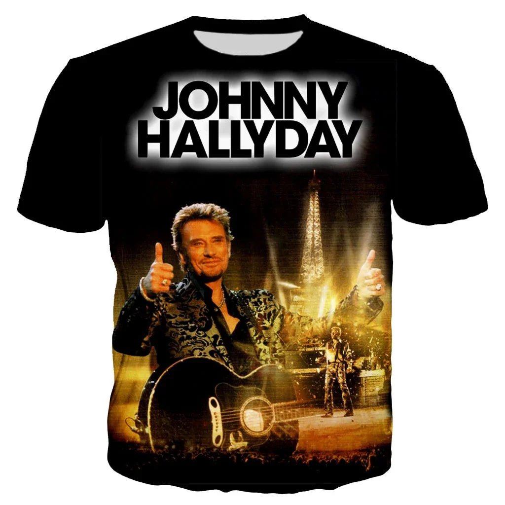 Pop Singer Johnny Hallyday 3D Printed T-shirt Men Women Rock Casual Streetwear Clothes Hip Hop Harajuku Tops 2025 New Most Popular 3d printed t shirts