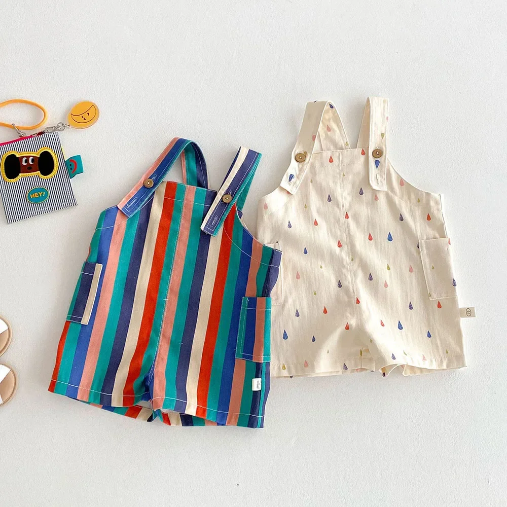 Kids Polka Dot Striped Spring Overalls Jumpsuit