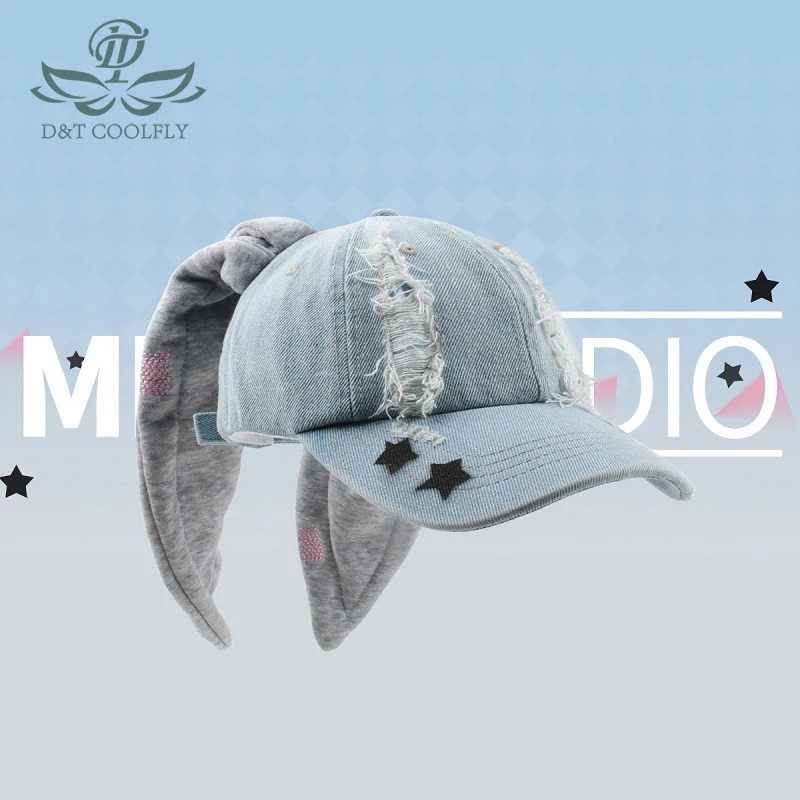 2023 New Fashion Rabbit Ear Cap Women Cute Cotton Matertial Adjustable High-Quality Luxury Conspicuous Young Trending Casual Cap