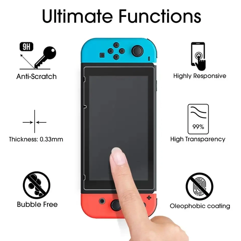 Premium Tempered Glass Screen Protector Film for Gaming Consoles (2-Pack)