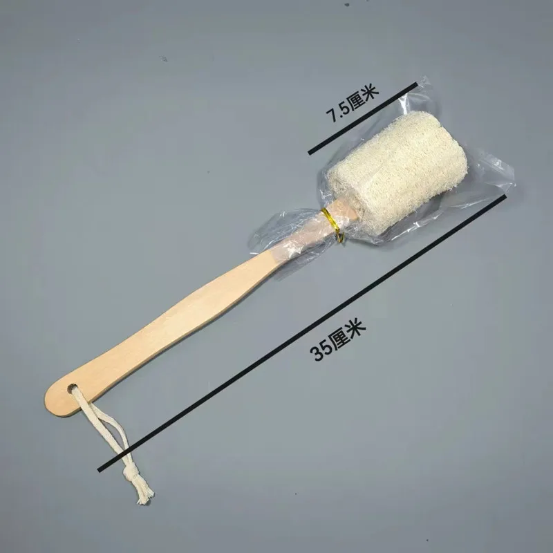 Natural Luffa Rolling Back Brush Hot Selling Handheld Long Handle Massage Brush Rubbing Back Bath Brush Supplies