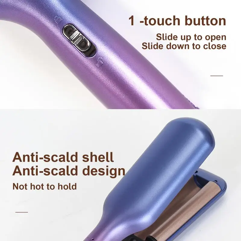 Waver Curling Iron 5 Temp Settings Ceramic Curling Wand Fast Heating Wavy Hair Curler Anti-Scald Hair Tool for All Types