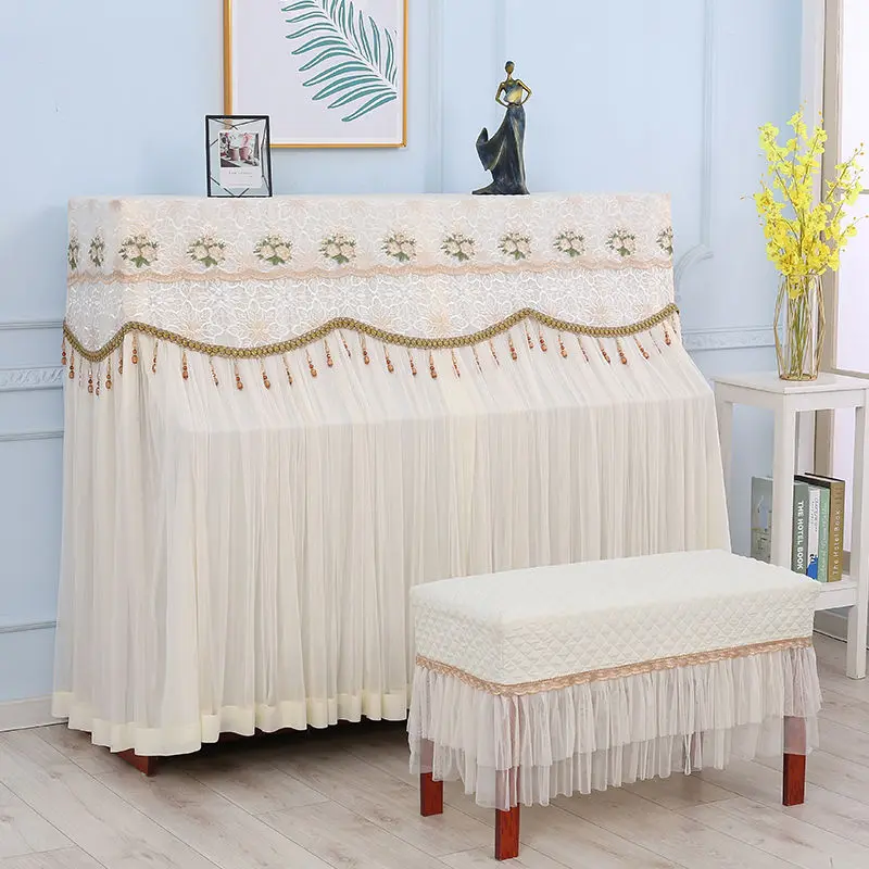 Piano Full Cover Mesh Lace Dust Cover American Modern Simple High-end Piano Cloth All Inclusive Dust Blanket