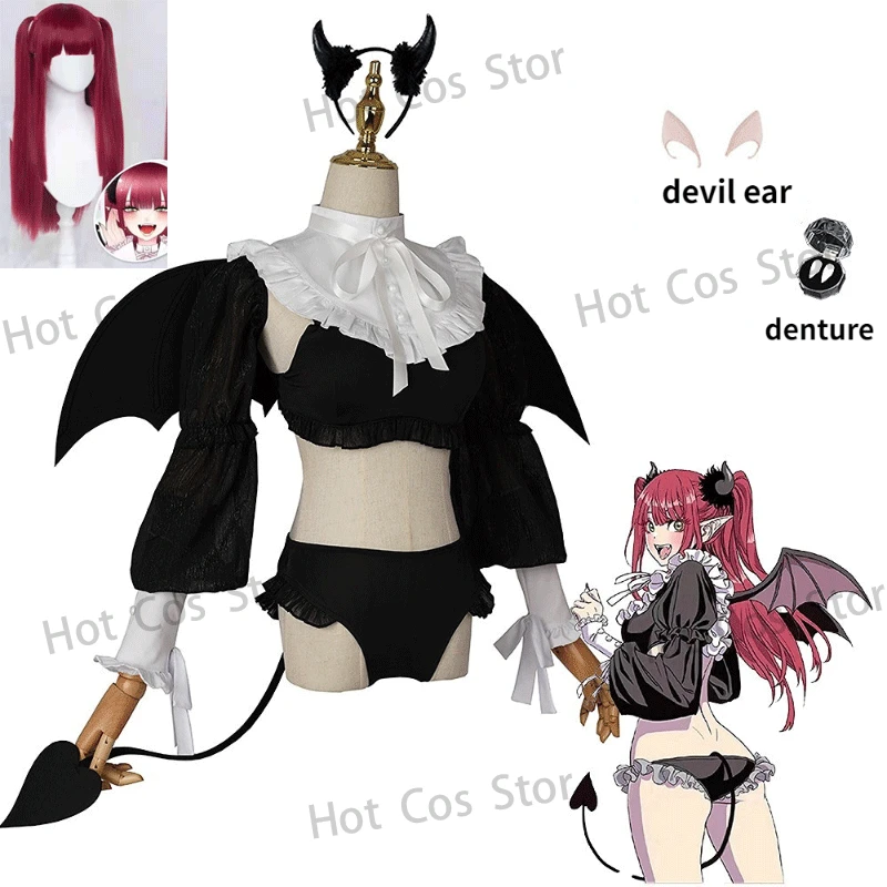 

My Dress Up Darling Cosplay Costume Kitagawa Marin COS Sexy Little Devil Bikini Uniform Wig Suit Halloween Women Sexy Anime Girl