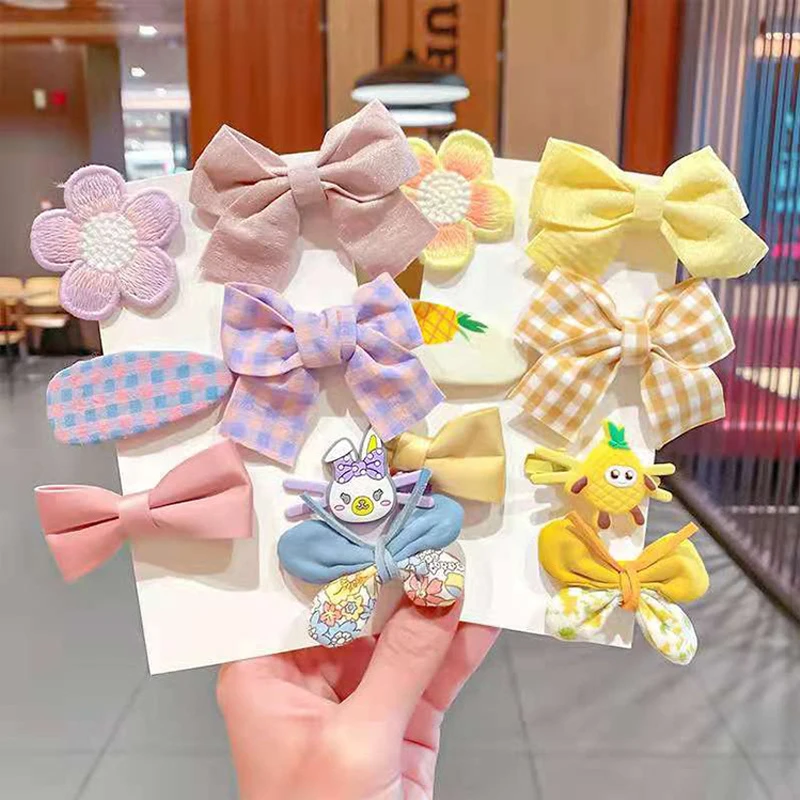 

[Набор из 7 предметов] Детские Головные Уборы Заколка для волос с мультяшным цветком бантом милая боковая заколка принцессы Детские аксессуары для волос заколка для волос