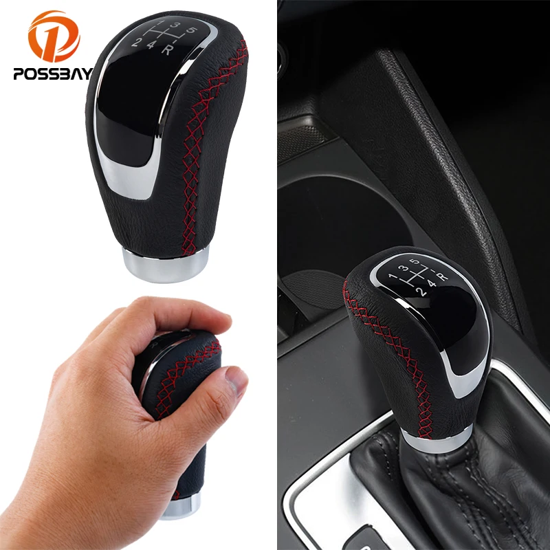 5 6 Speed Car Gear Shift Knob Lever Stick Universal Pu Leather Aluminium For Bmw E46 E60 E90