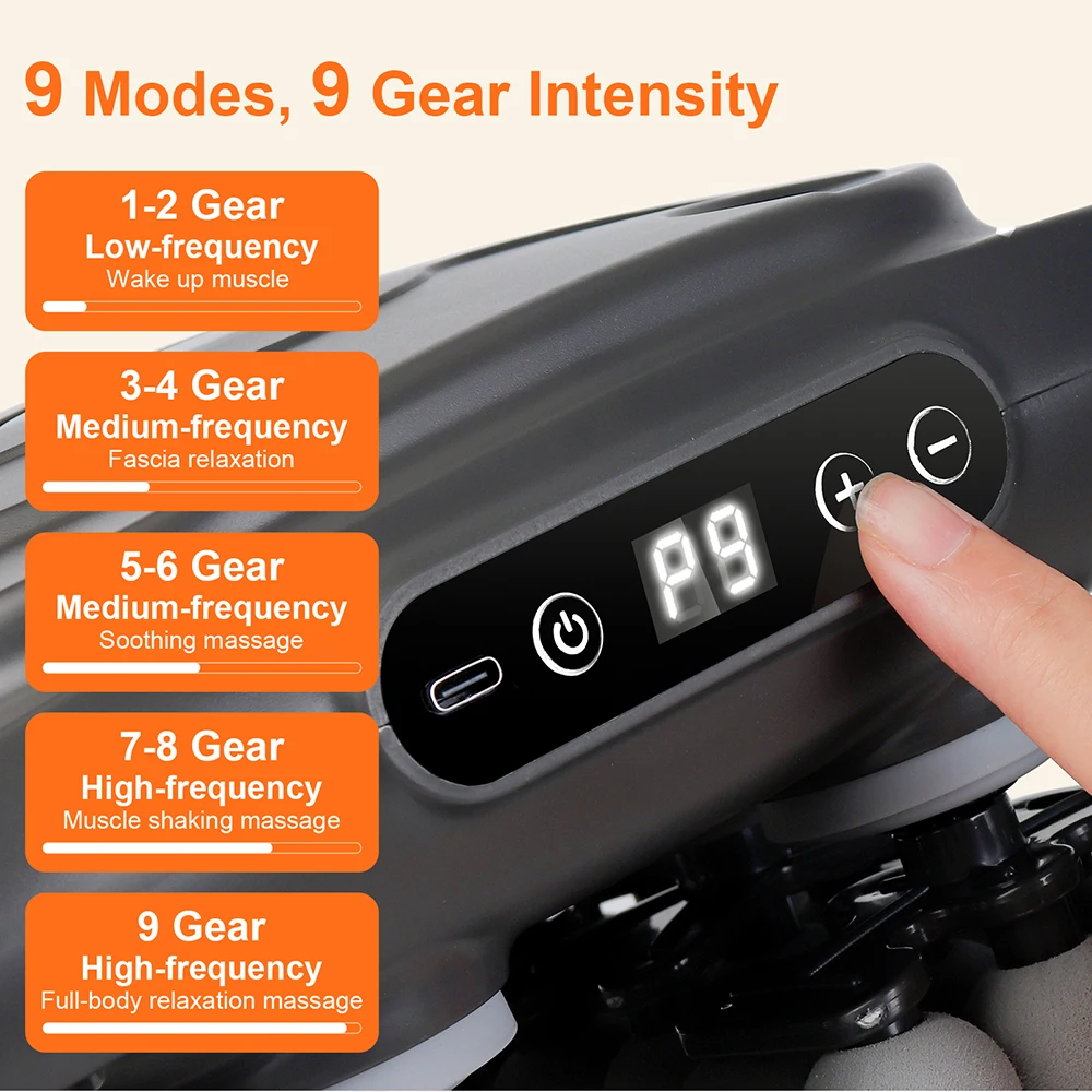 Fascia Gun 42-heads Deep High Frequency Vibration 42mm Wireless Waist and Back Massager Body Relaxation Shoulder Calf Massager