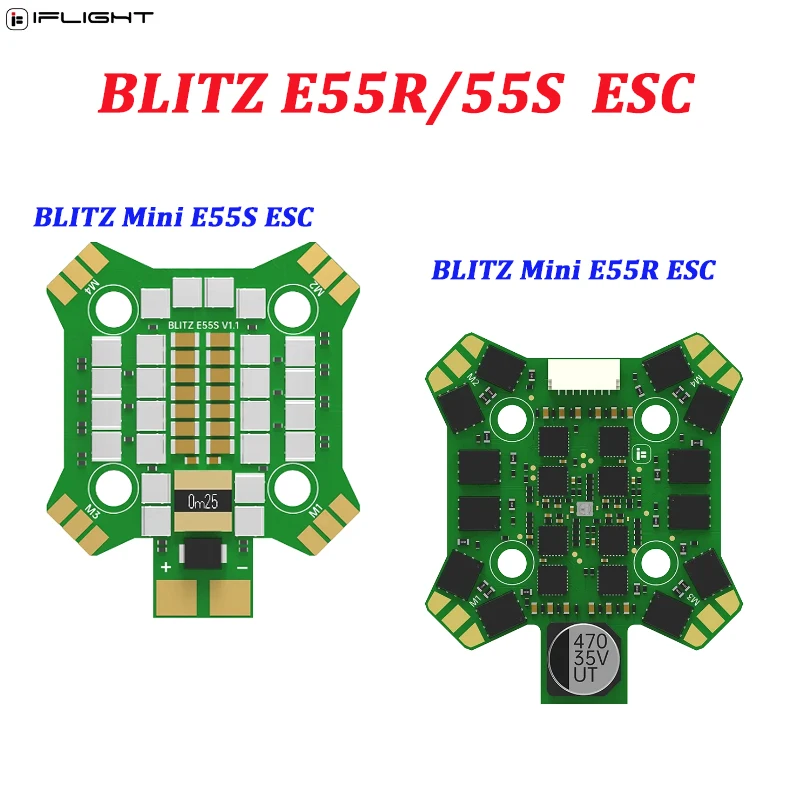 

IFlight BLITZ Mini E55R / E55S BLHeli32 2-6S ESC DShot150/300/600/MultiShot/OneShot 20x20mm for RC FPV Freestyle Racing Drone