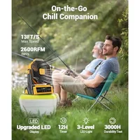 Portable Camping Fan with Lights 20000mAh Rechargeable Battery Operated 3 Speeds Outdoor Tent Fan – Powerful Airflow and LED 2