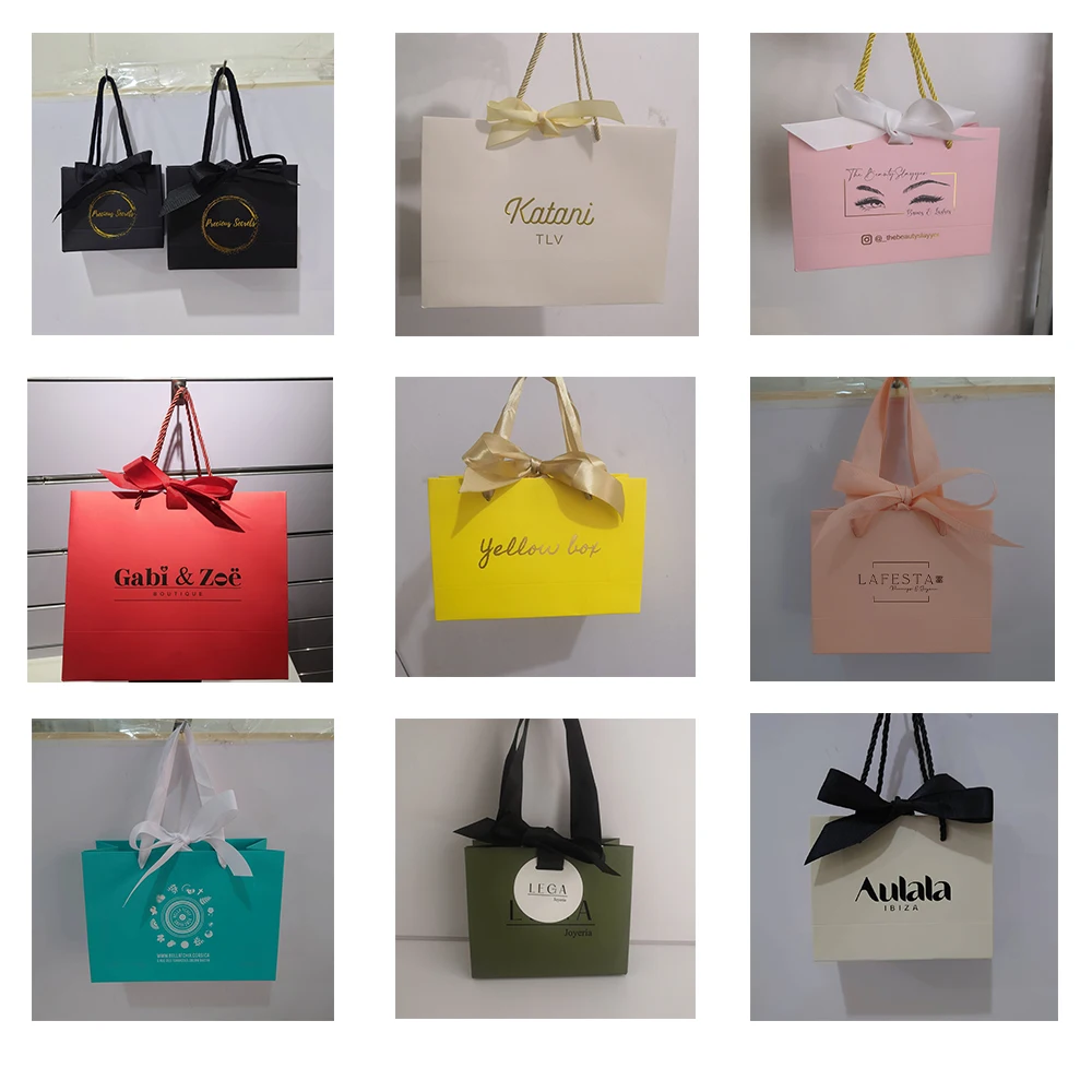 500Pcs/lot Custom Printed Luxury Gift Jewelry Pink Paper Shopping