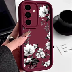 Elegant Black and White Floral Phone Case - Samsung Galaxy S20 FE (A746 Wine Red)