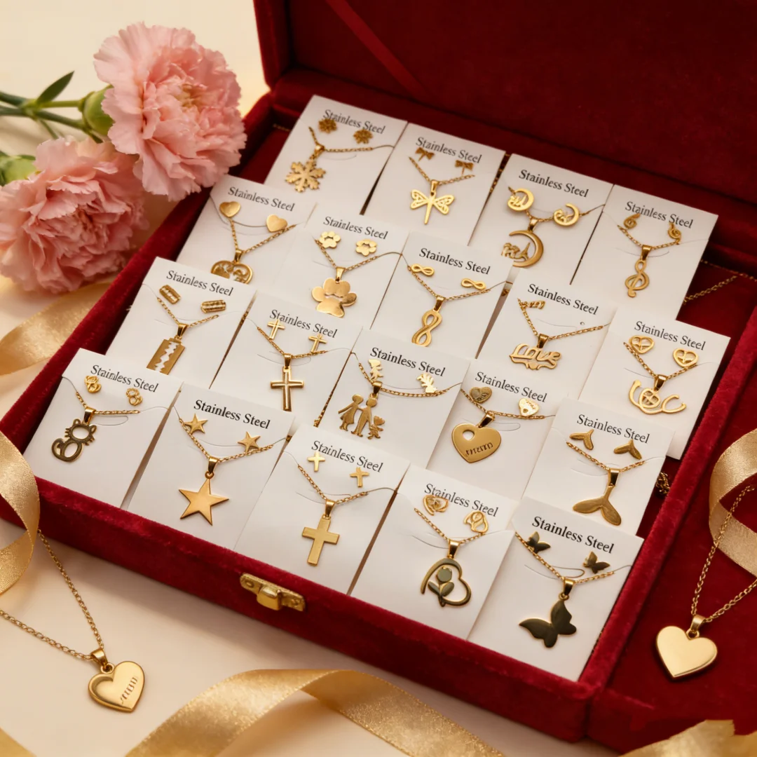10-Piece Set, Random Combination Set, Stainless Steel Star and Moon Earrings and Pendant Set, Women's Jewelry, Mother's Day Gift 2