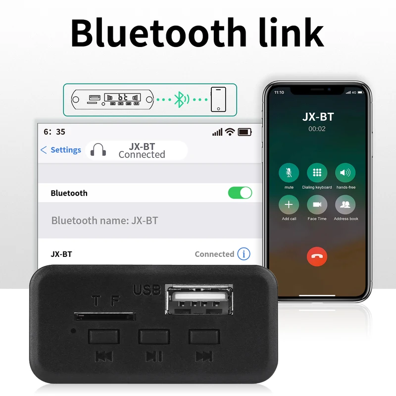 6W Bluetooth Amplifier MP3 Decoder Board Microphone Car