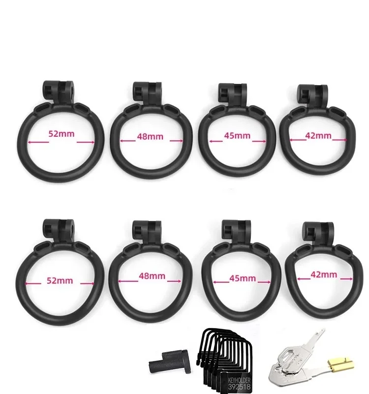 Male Lightweight Chastity Cock Cage Device 4 Penis Rings Set Erotic Urethral Lock Dick Bondage Trainer Belt Sex Toys for Men 18+