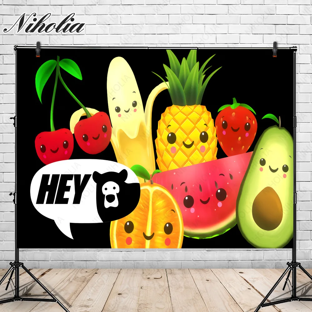 Niholia Hey Bear Sensory Fruits Photo Backdrop Birthday Party Cartoon Niholia Hey Bear Sensory Fruits Photo Backdrop Birthday Party Cartoon