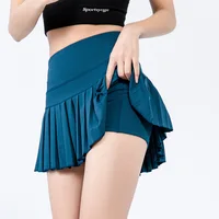 fashionable summer sports shorts women's pleated skirt anti glare short skirt running outdoor fitness breathable tennis skirt - Image 2