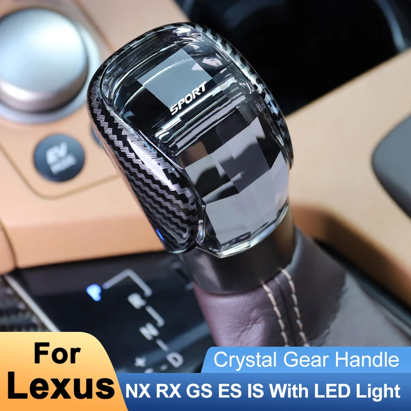 Crystal Gear Shift Knob Lever Carbon Fiber For Lexus NX RX ES IS GS