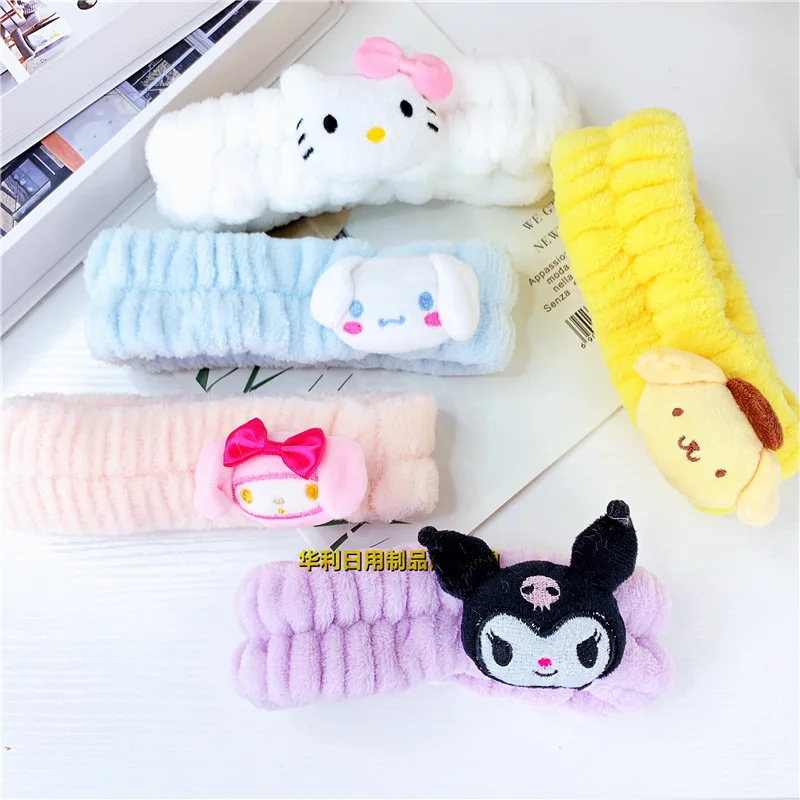 Girl pudding Kuromi headband hello kitty women makeup face wash