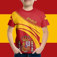 Vêtements pour garçons drapeau espagnol graphique T-Shirt Vintage décontracté à manches courtes enfants vêtements 2-14Y été en plein air espagnol enfant haut T-Shirt 6