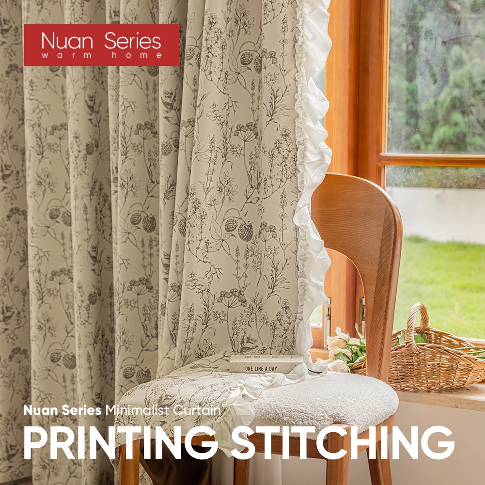 

Плотные Шторы с цветочным принтом, 1 шт., 80-90%, шторы с воланами для спальни, домашний декор, серия Nuan