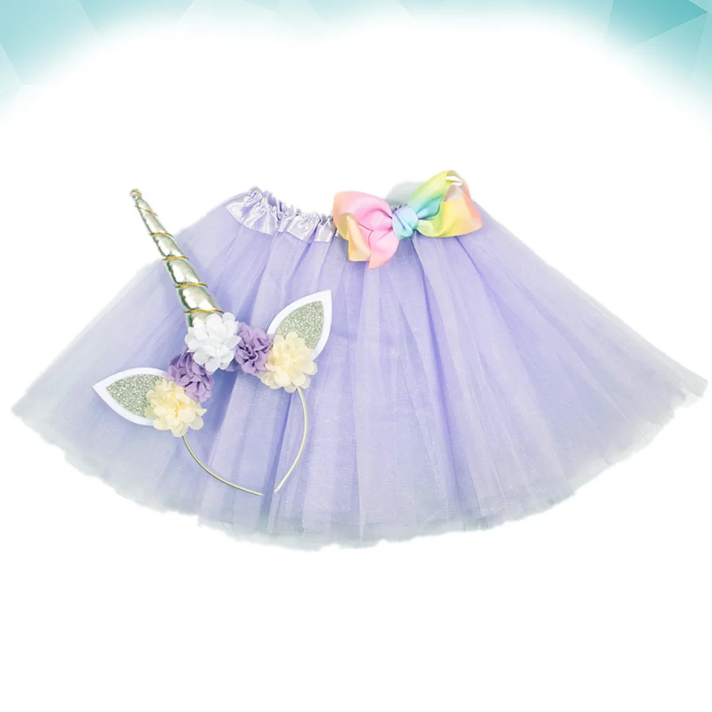 

Модное детское платье-пачка, комплект из повязки на голову, юбка-пачка, Детский костюм на день рождения, костюм единорога, 1 комплект