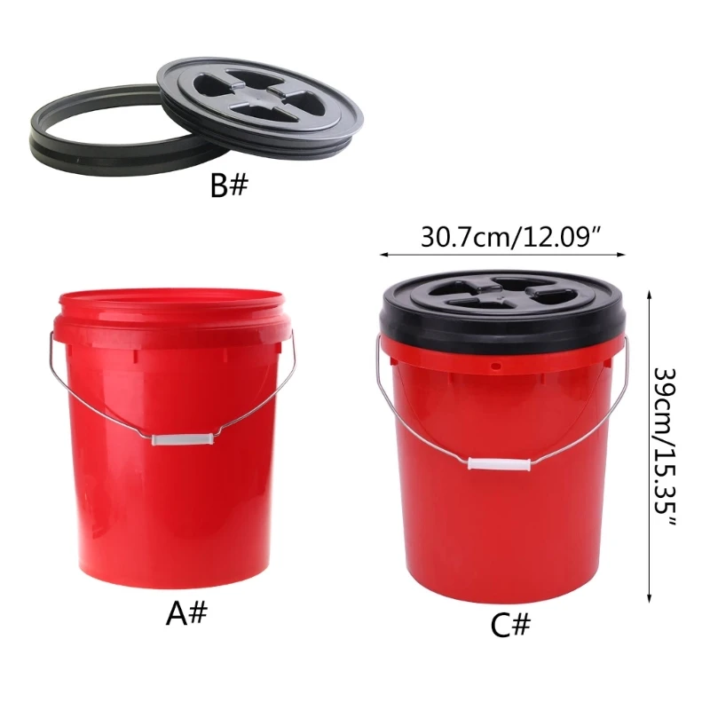 Car Wash Bucket Seat-Mounted Car Cleaning Bucket with/without Lid Movable Wash for Washing
