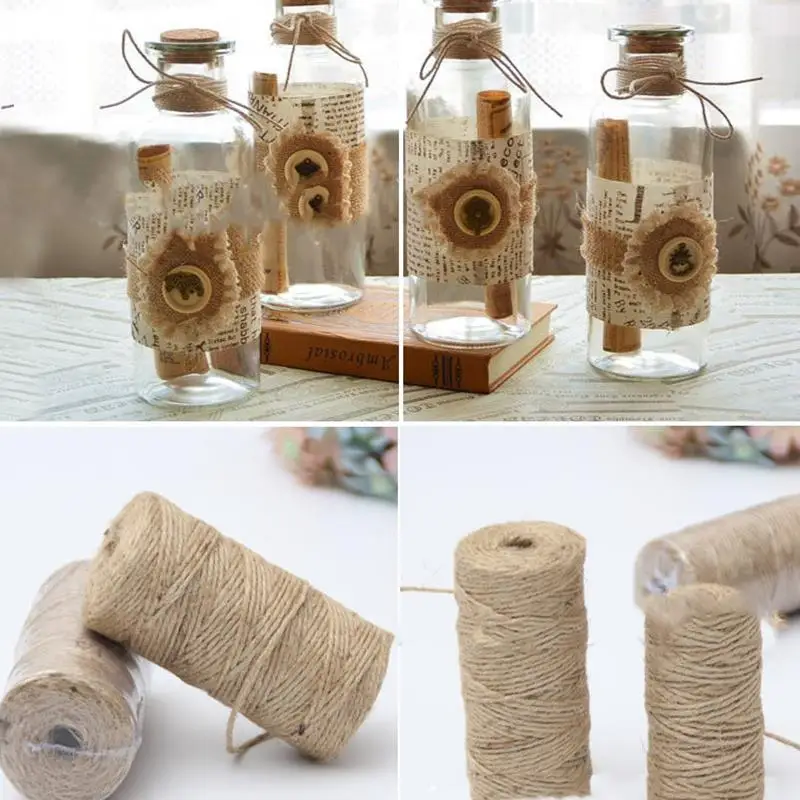 30/50/100/300Meters Natural Vintage Jute Rope Cord String Twine Burlap Ribbon Crafts Sewing DIY Jute Hemp Wedding Party Decor