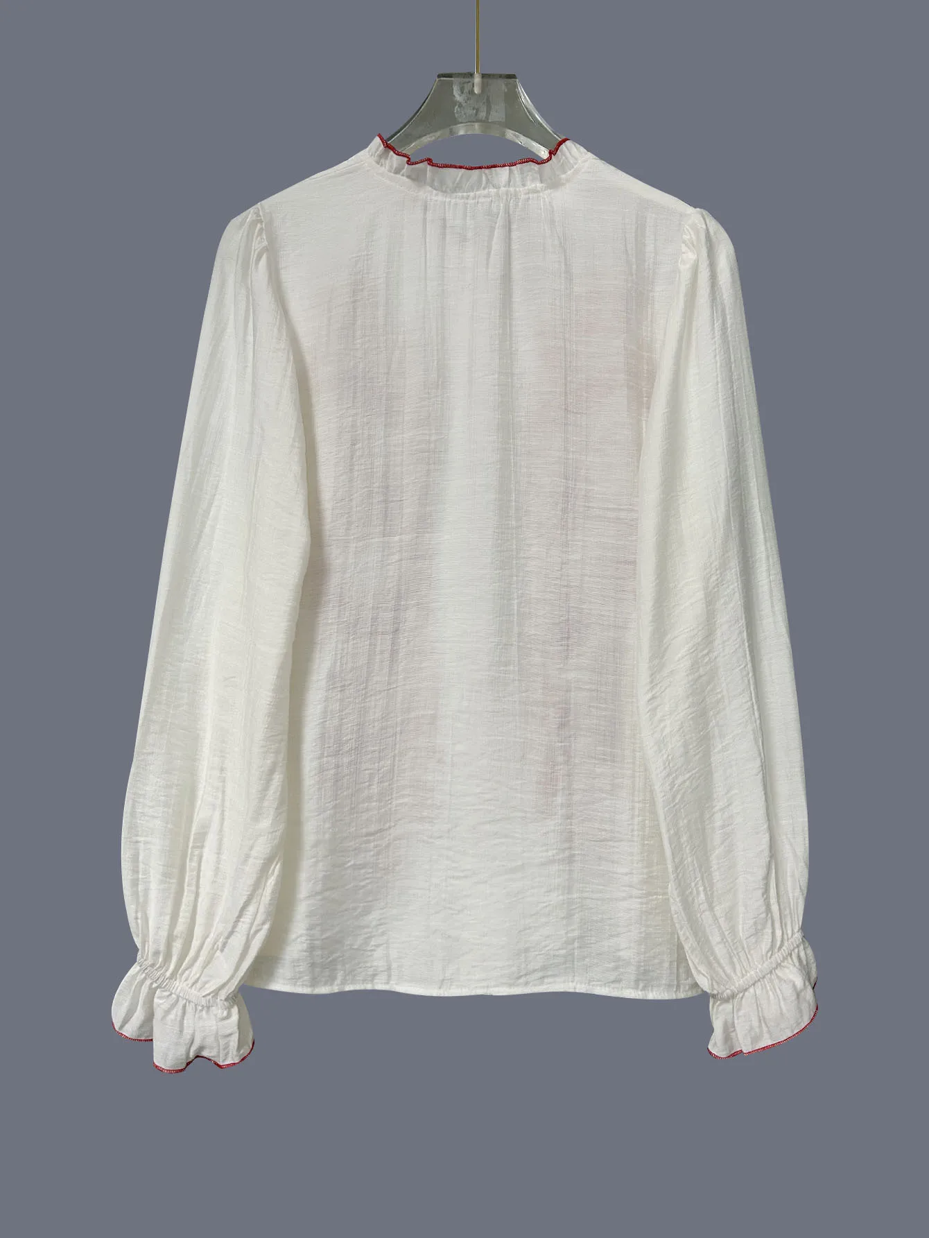 Spring and Autumn Women's Clothing New Street Style Lace V-Neck Cardigan Flared Sleeve Shirt Fashion Printed Splicing Top