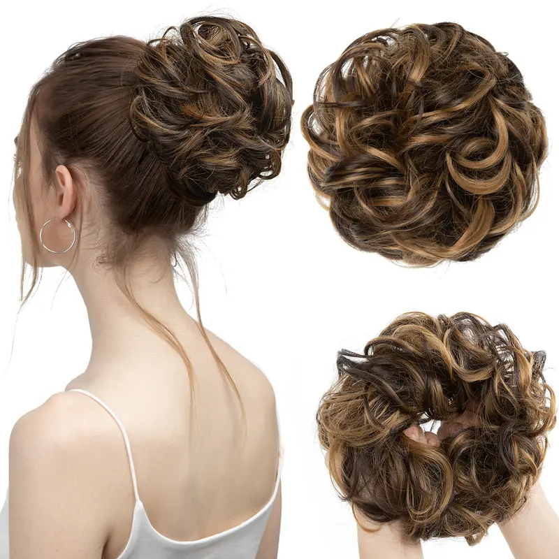 Synthetic Messy Hair Bun Extensions Big Curly Elastic Hair Scrunchies Hairpieces Chignon Donut Updo Hair Pieces for Women - Image 19