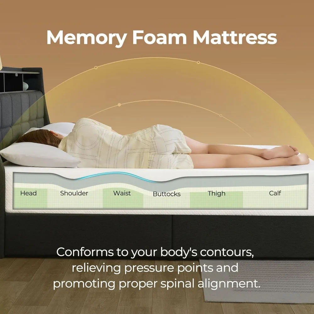 Full Size Mattress, 8 Inch Gel Memory Foam Mattress in a Box, Fiberglass Free, Breathable Mattress for Cooler Sleep Supportive 4