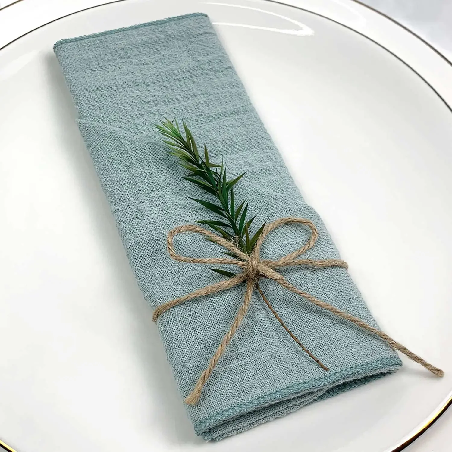 Set of 6 Cotton Cloth Napkins Gauze Sage Green 30x30cm for Wedding Decoration Everyday Use Dinner Tea Towel Table Party Napkins 6