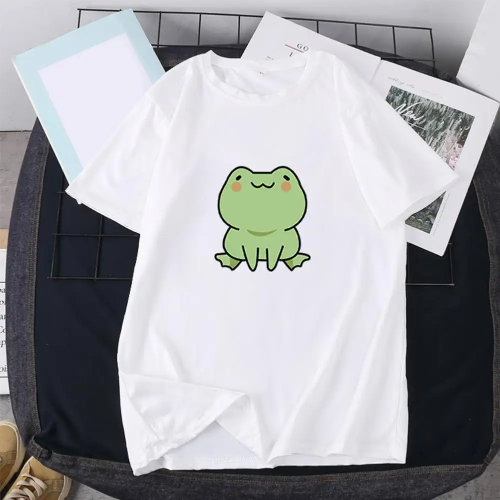 

Regular Short Sleeve Frog Women Pullover Top Washable Pullover Top Couple Styles Round Neck Women Tops for Sport