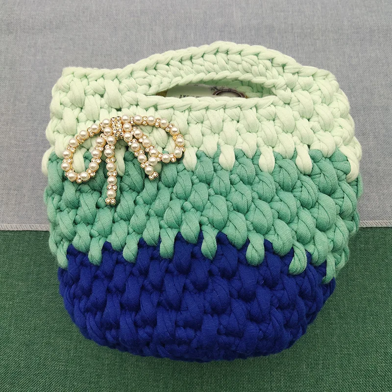 100g Cloth Fabric Strip Yarn Hand Knitting DIY Crochet Yarn for Crocheted Bag Mat Weaving Thread Cotton Yarn Woven Carpet Wool 4