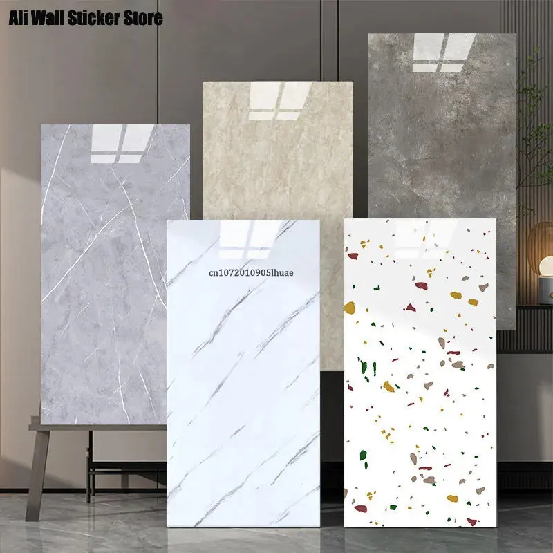 

2PCS Imitation Tile Wallpaper with Self-adhesive Waterproof Moisture-proof Bathroom Marble Stickers Renovation Background Wall