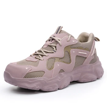 GUYISA Women's anti smash and anti stab work shoes suitable for all seasons, with a microfiber upper