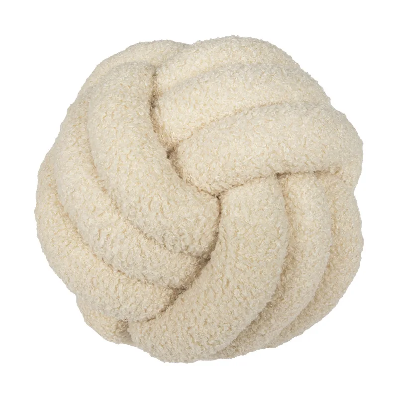 Luxurious Lambswool Knot Pillow – Round Decorative Cushion for Home and Living Spaces