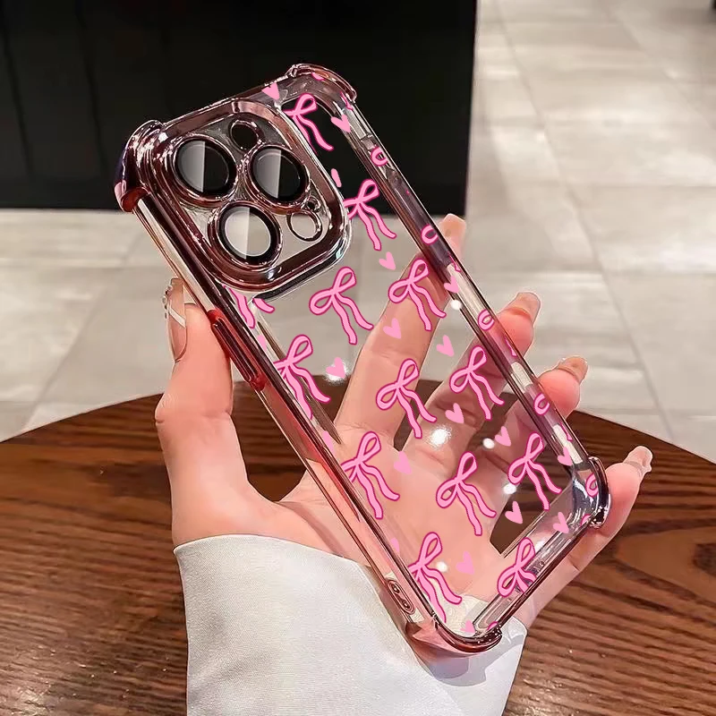 Elegant Clear Case with Pretty Bow Design - Luxury Protective Casing