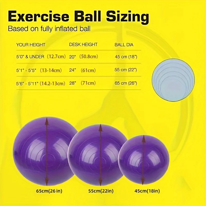Yoga Ball Durable PVC Explosion-proof Yoga Ball Ideal for Yoga Fitness Postpartum Recovery Hand Pump Included