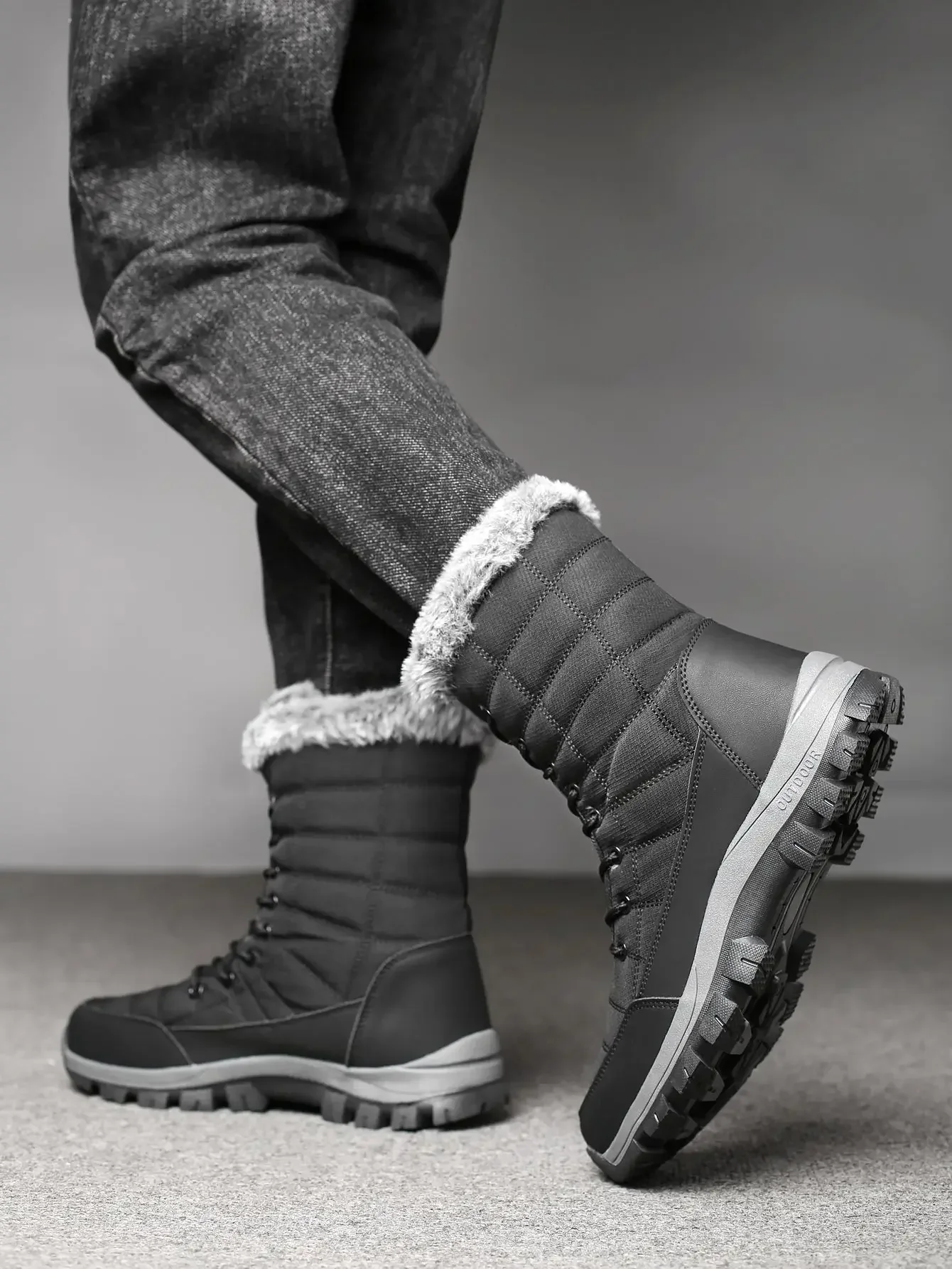 Outdoor Thick Velvet Warmth Men's Cotton Shoes Waterproof Cold