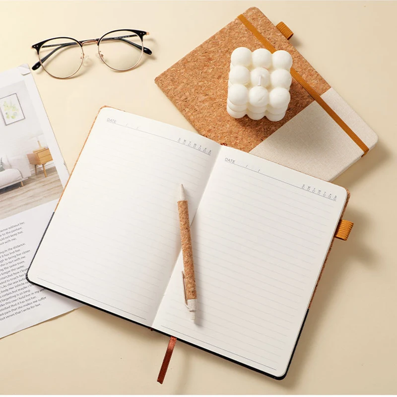 Eco-Friendly Recycled Cork and Straw Minimalist Notebook
