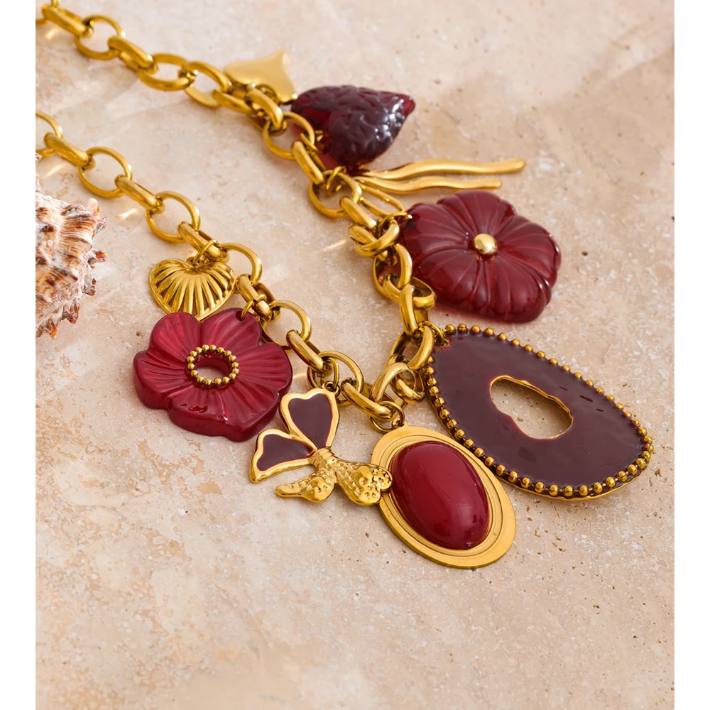 Yhpup Jewelry Necklace Resin Flower Pendant