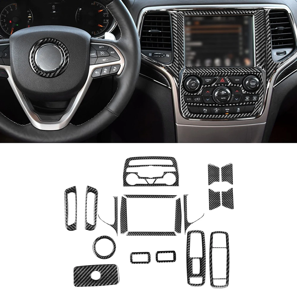 Ryck Motoring Real Carbon Fiber GPS Navigation Panel Cover – Fits Jeep Grand Cherokee 2011-2020 (7-Piece Set)