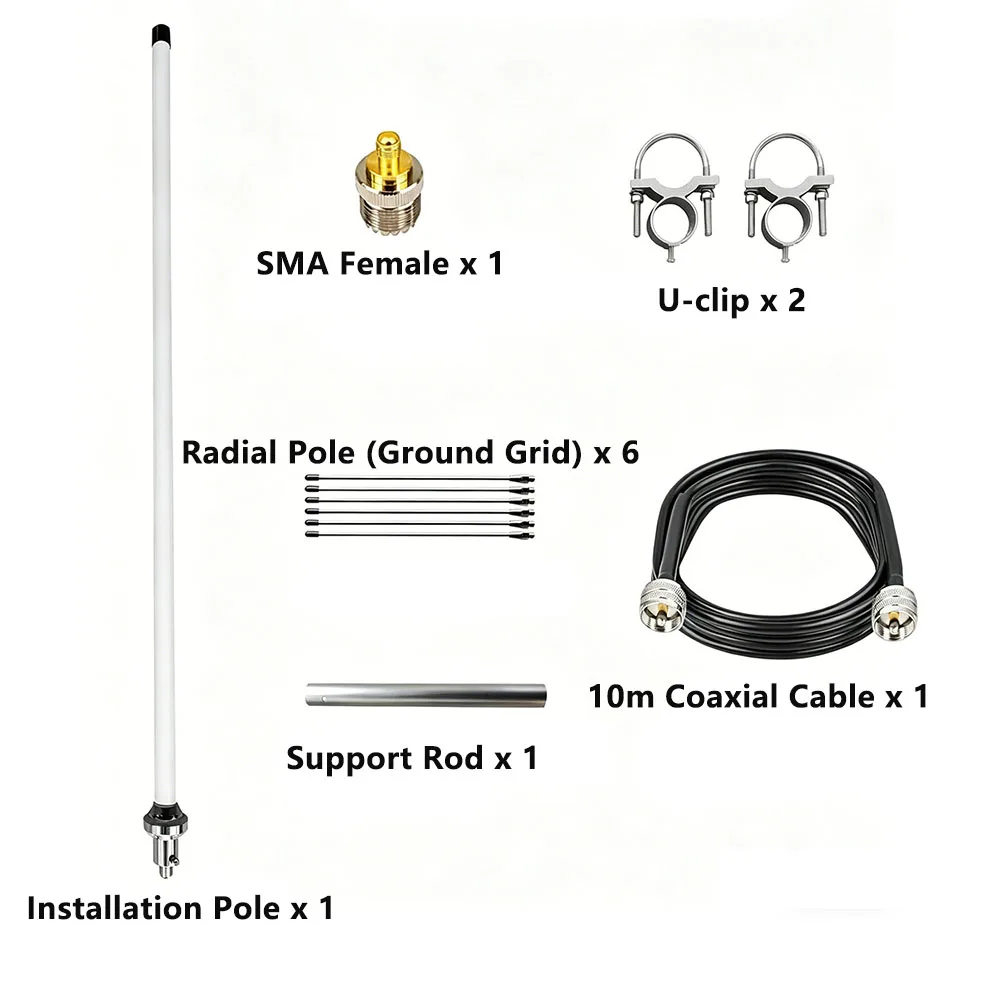 144/435MHz UV VHF UHF 듀얼 밴드 FRP 안테나 실외 지상 방사형 로드 HAM 라디오 안테나 브래킷 고정 3.5/6dbi SO-239 UHF-K