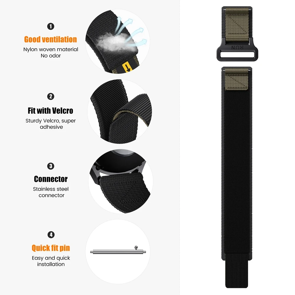 Versatile 22mm Nylon Watch Strap - Premium Replacement Band